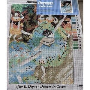 Dancer in Green Printed Canvas for Cross Stitch Tapestry Gobelin 1901 Degas